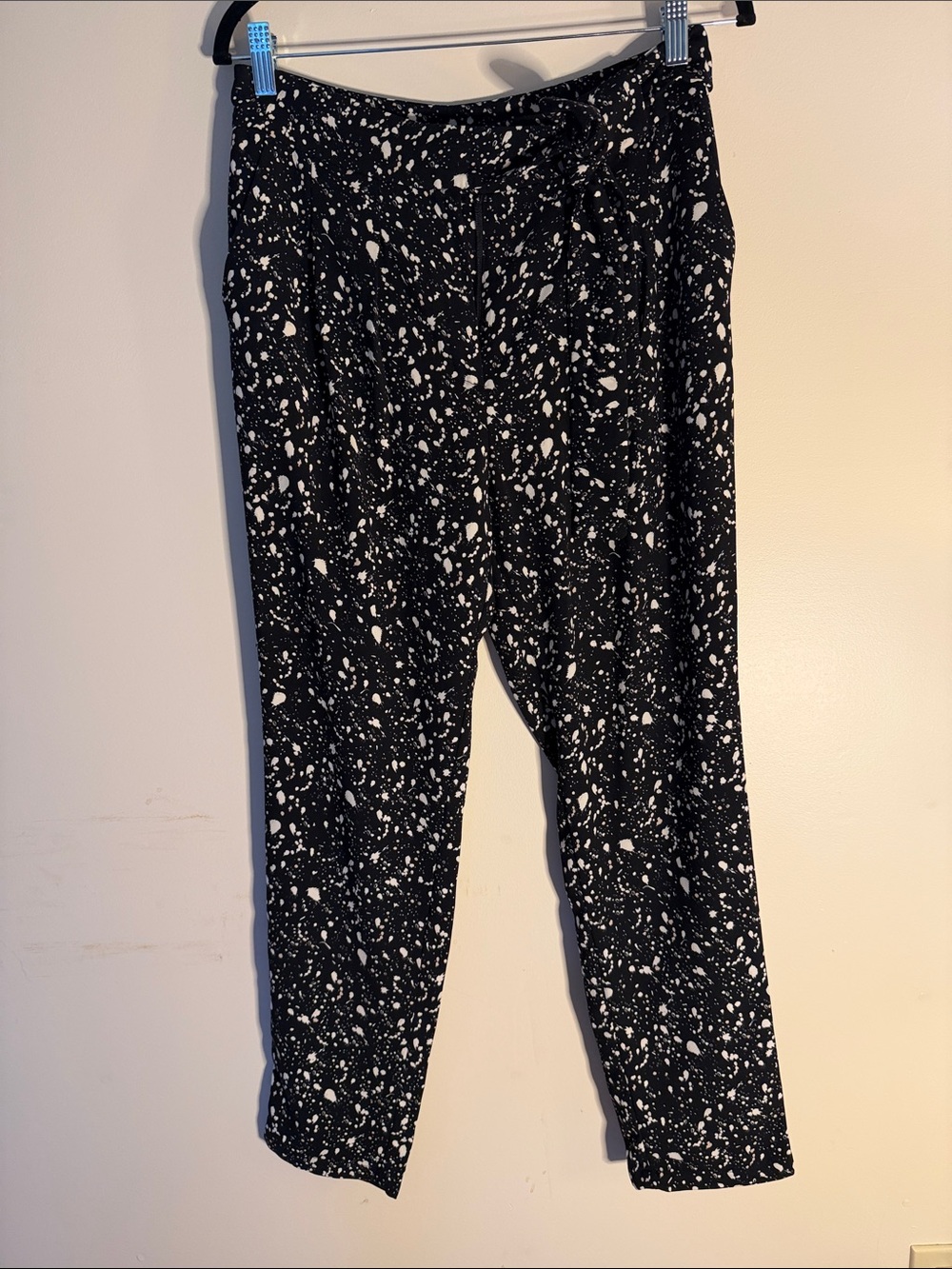 Mango Black & White Splatter Print pants